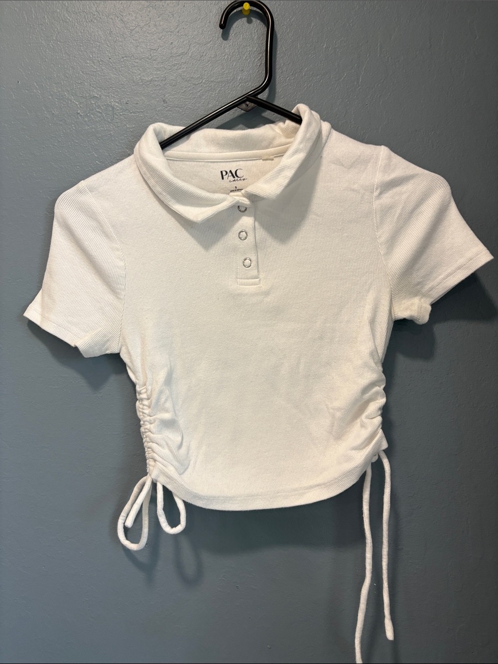 PacSun White Ruched Polo Crop Top